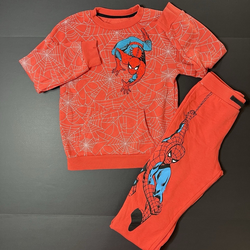 Marvel Spider-Man Boy's Fleece Pullover Sweatshirt and Pants Set Red Size 9/10